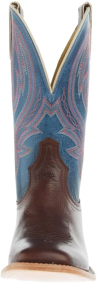 Tony Lama Womens Brown Cowhide 11In Blue Cowhide Top Boot