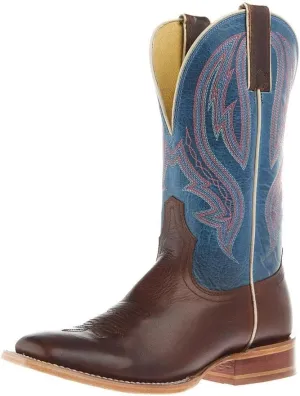 Tony Lama Womens Brown Cowhide 11In Blue Cowhide Top Boot
