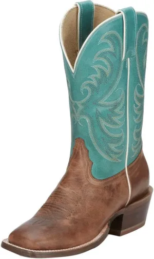 Tony Lama Women's Rowena Caramel Wide Square Toe with 11in. Shaft
