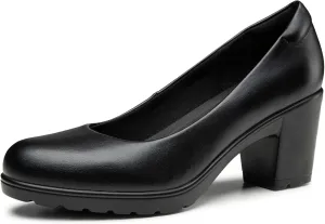 Trary Women's Chunky Low Block Heels Slip on Pumps,Comfortable Classic Closed Round Toe Work Dress Wedding Office Lady Pumps Shoes