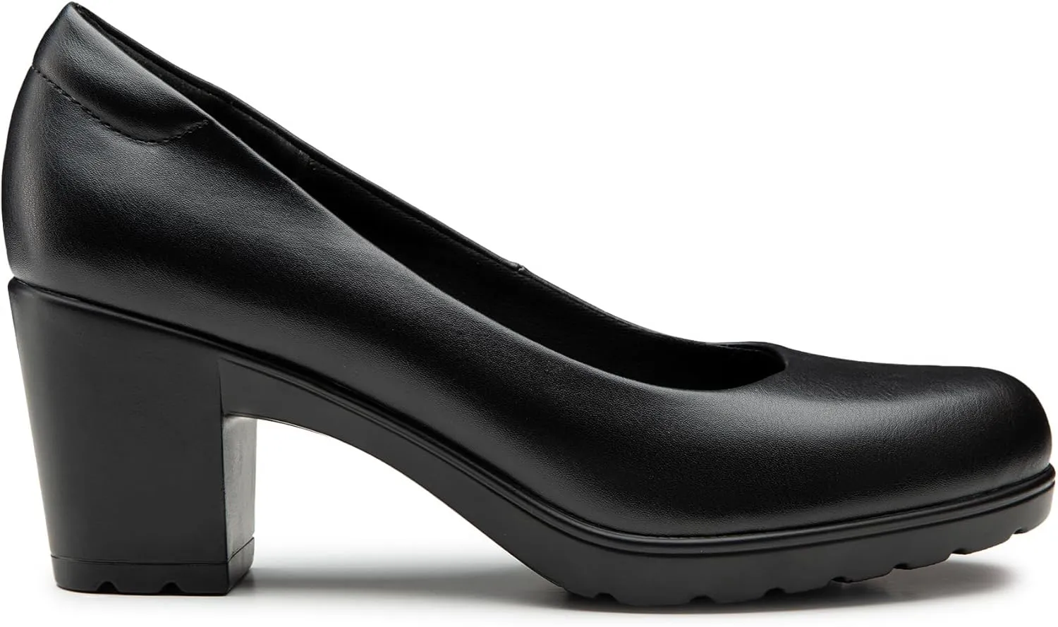Trary Women's Chunky Low Block Heels Slip on Pumps,Comfortable Classic Closed Round Toe Work Dress Wedding Office Lady Pumps Shoes