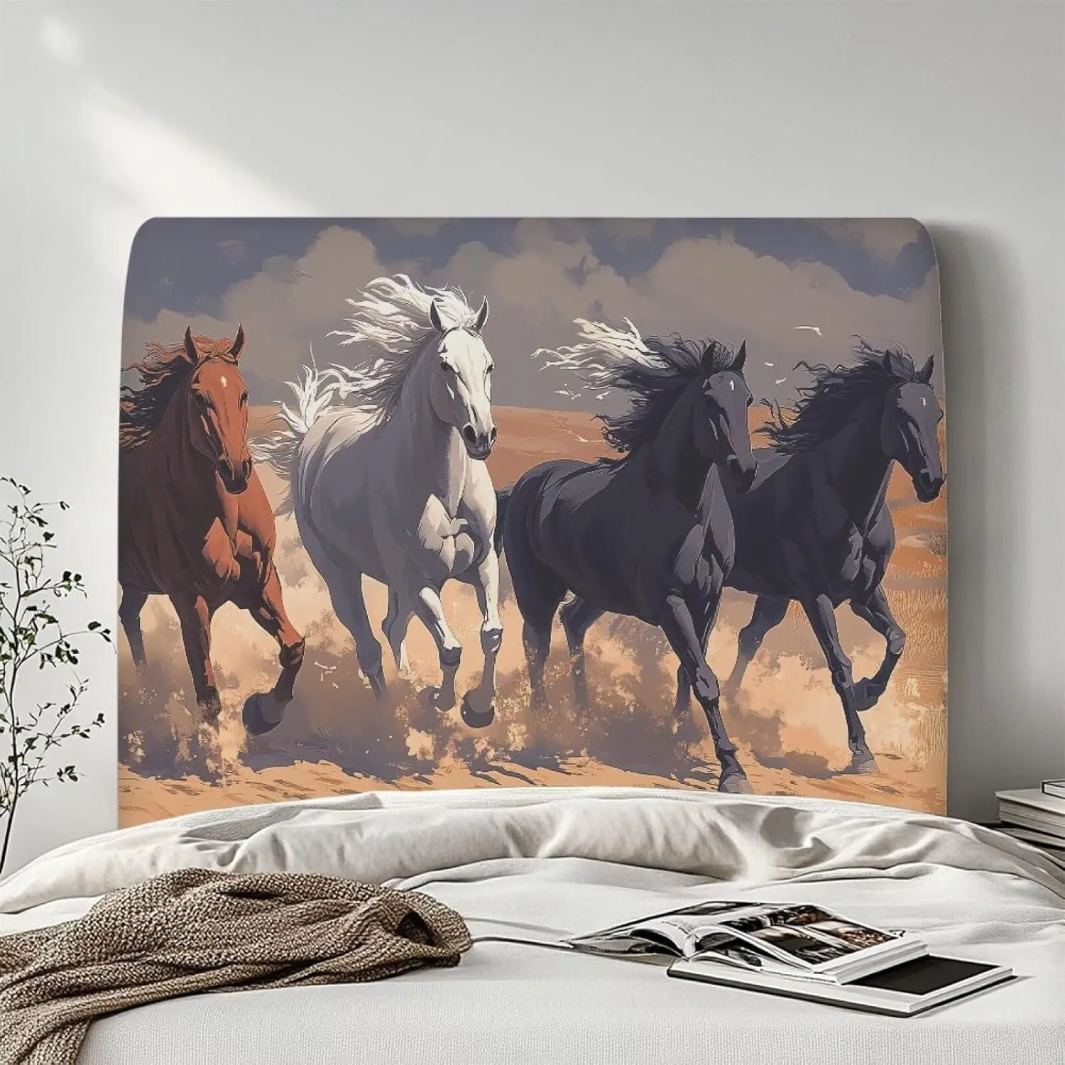 Triba Twin Headboard Cover Slip Washable Bed Headboard Cover for Bed Horse Stretch Polyester Headboard Cover Soft Fabric Headboard Slip Cover Easy to Clean Headboard Protector
