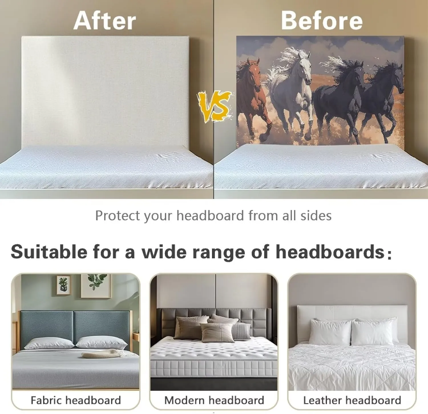 Triba Twin Headboard Cover Slip Washable Bed Headboard Cover for Bed Horse Stretch Polyester Headboard Cover Soft Fabric Headboard Slip Cover Easy to Clean Headboard Protector