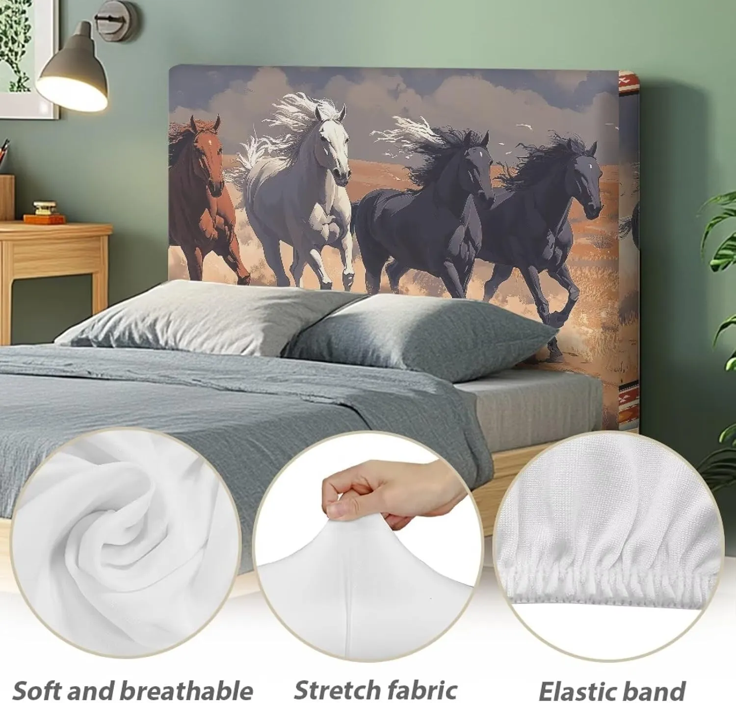 Triba Twin Headboard Cover Slip Washable Bed Headboard Cover for Bed Horse Stretch Polyester Headboard Cover Soft Fabric Headboard Slip Cover Easy to Clean Headboard Protector