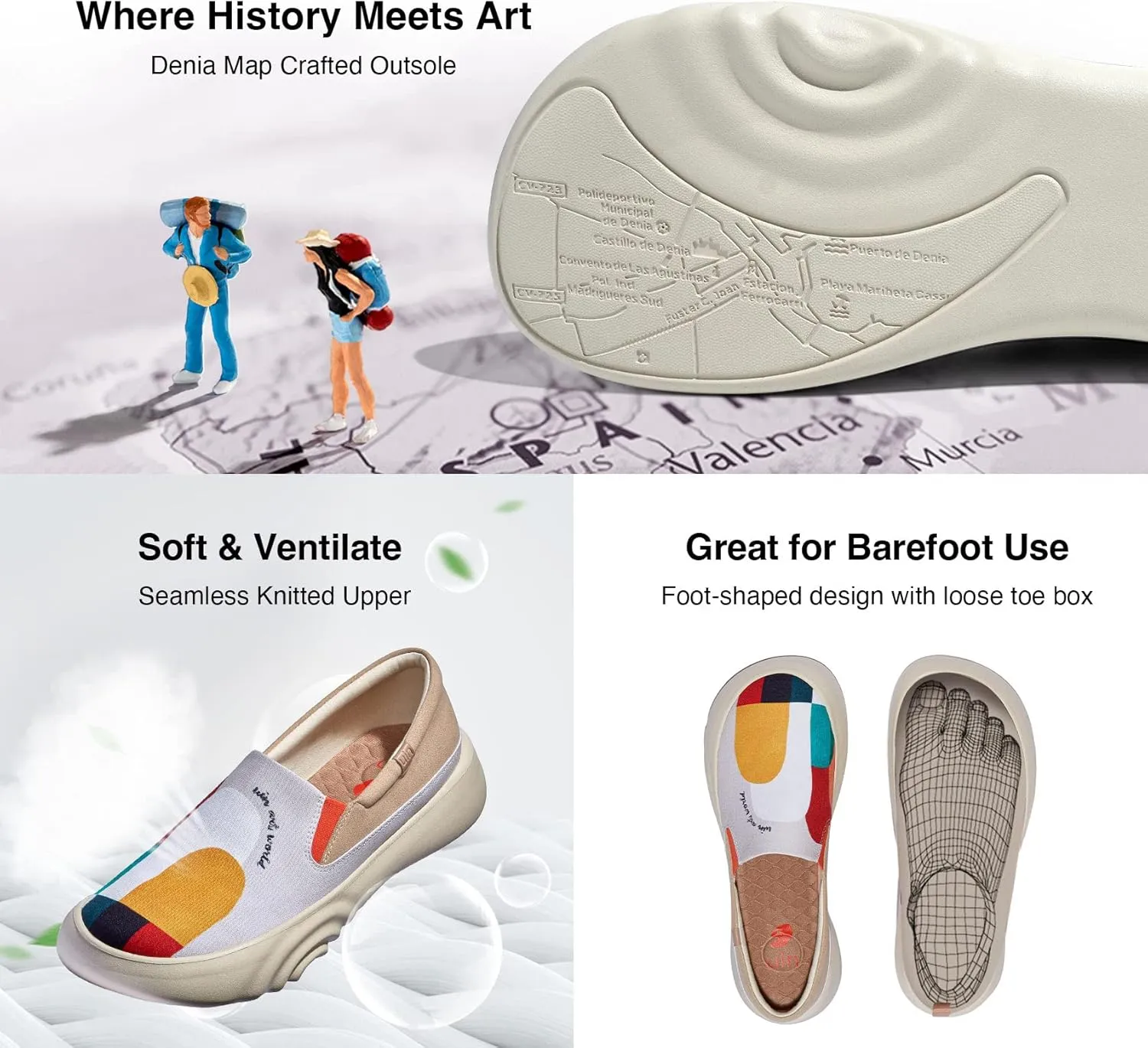 UIN Men's Walking Travel Shoes Casual Lightweight Art Painted Fashion Sneaker Denia Series