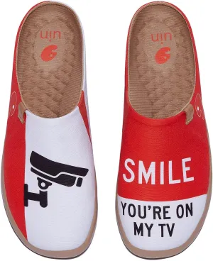 UIN Women's Wide Toe Mules Comfortable Lightweight Casual Art Painted Slip On Travel Shoes Malaga