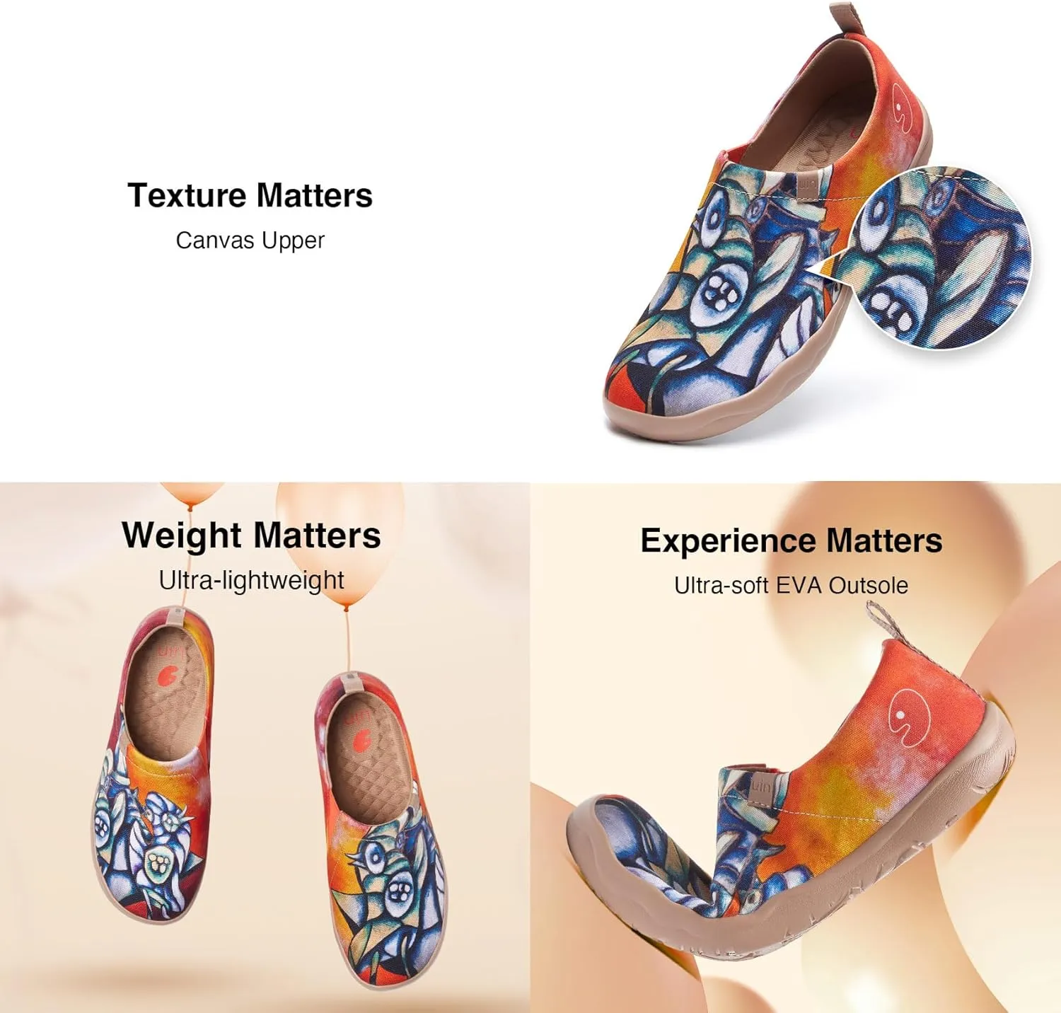 UIN Zoltan Women's Art Travel Shoes Comfort Slip On Loafers Lightweight Fashion Sneaker