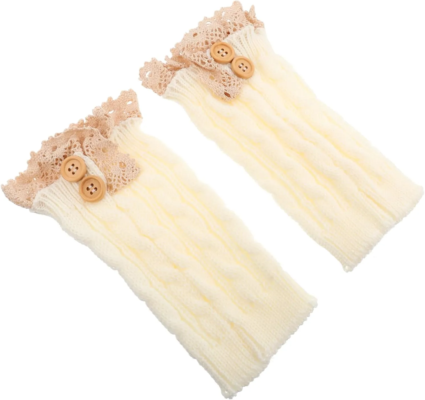 VALICLUD Twisted Wool Short Socks Knitted Boot Lace Socks White Boot Cuffs Lace