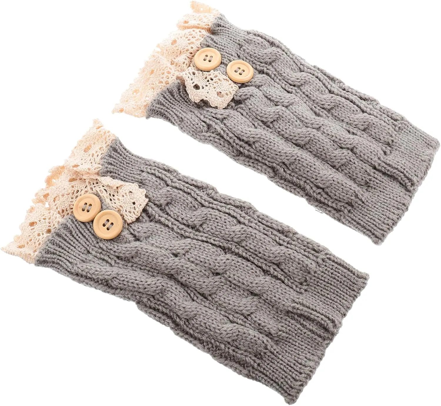 VANZACK 1 Pair Twisted Wool Knitted Boot Covers with Lace Trim Stylish Ankle Warmers for Winter Autumn Comfortable Skin Friendly Short Socks for Women