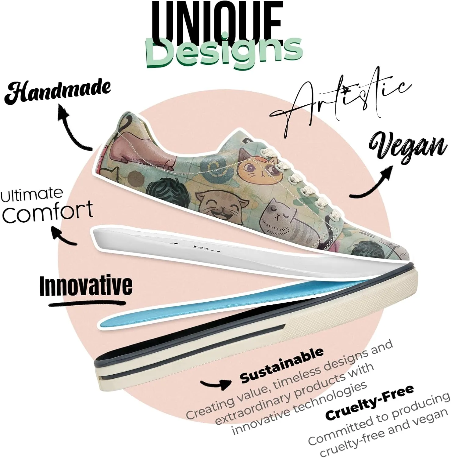 Vegan Leather Sneakers for Women - Handmade and Unique Fashion Sneakers for Women