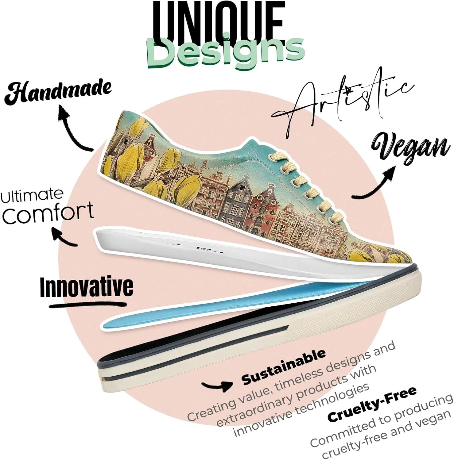 Vegan Leather Sneakers for Women - Handmade and Unique Fashion Sneakers for Women