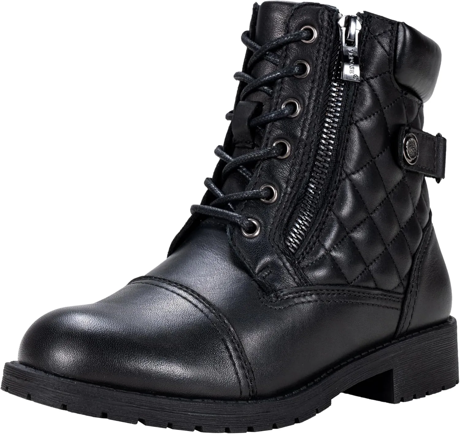 Vepose Women's Combat Ankle Boots, Lace up Comfortable Booties Low Heel