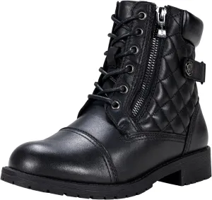 Vepose Women's Combat Ankle Boots, Lace up Comfortable Booties Low Heel