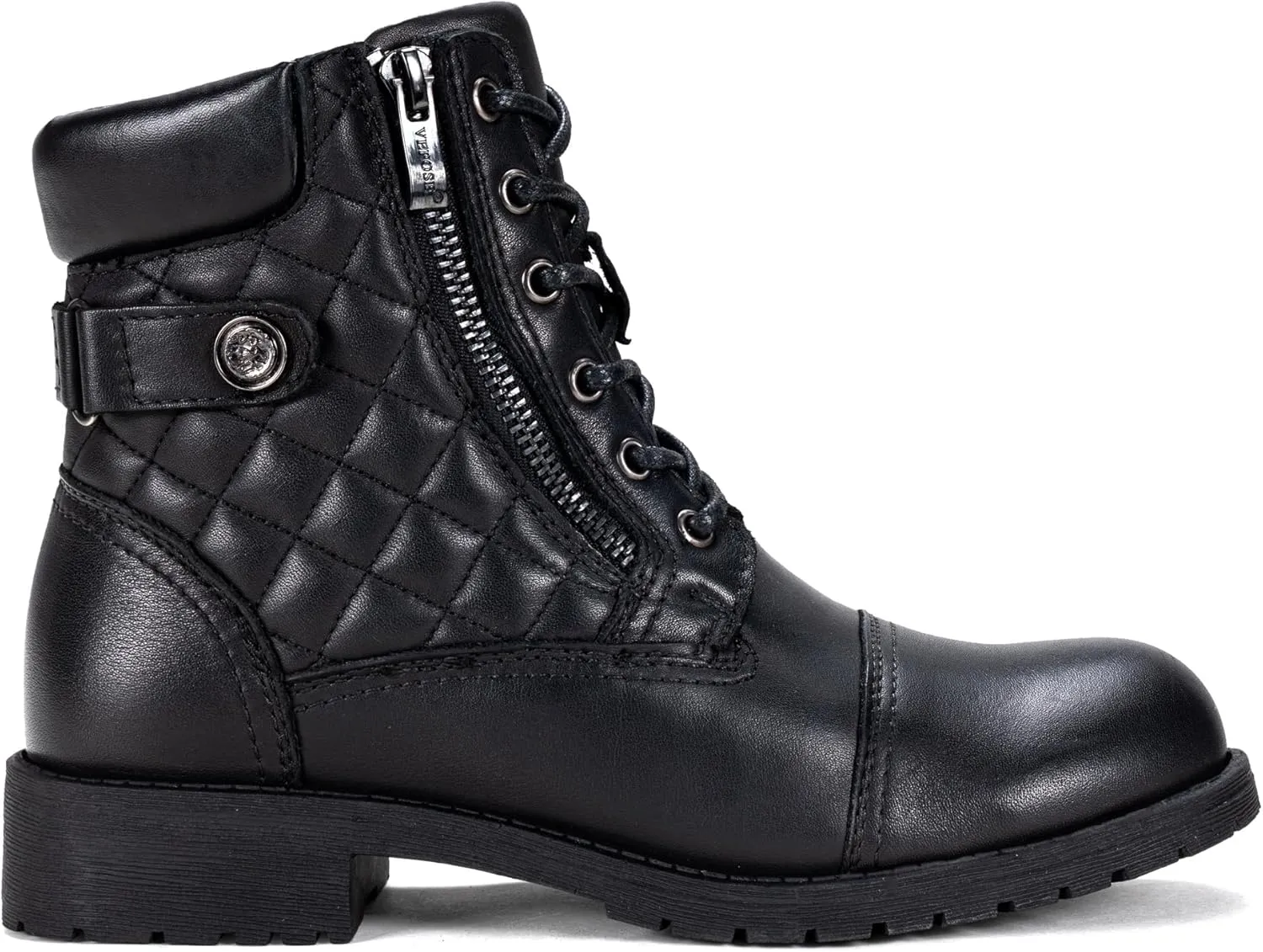 Vepose Women's Combat Ankle Boots, Lace up Comfortable Booties Low Heel