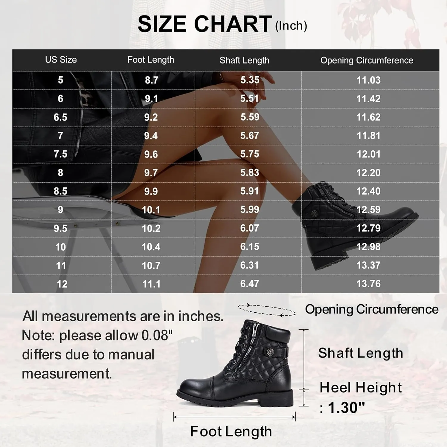 Vepose Women's Combat Ankle Boots, Lace up Comfortable Booties Low Heel