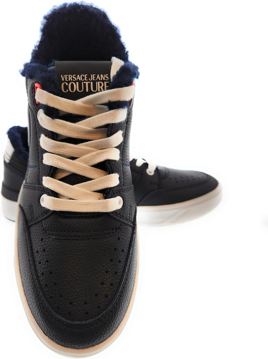 VERSACE JEANS COUTURE Black Fuzzy Lined Sneakers- for Mens