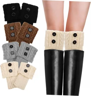 Versatile Women's Boot Covers 4 Pair Short Yarn Leg Warmers Boot Socks for Women