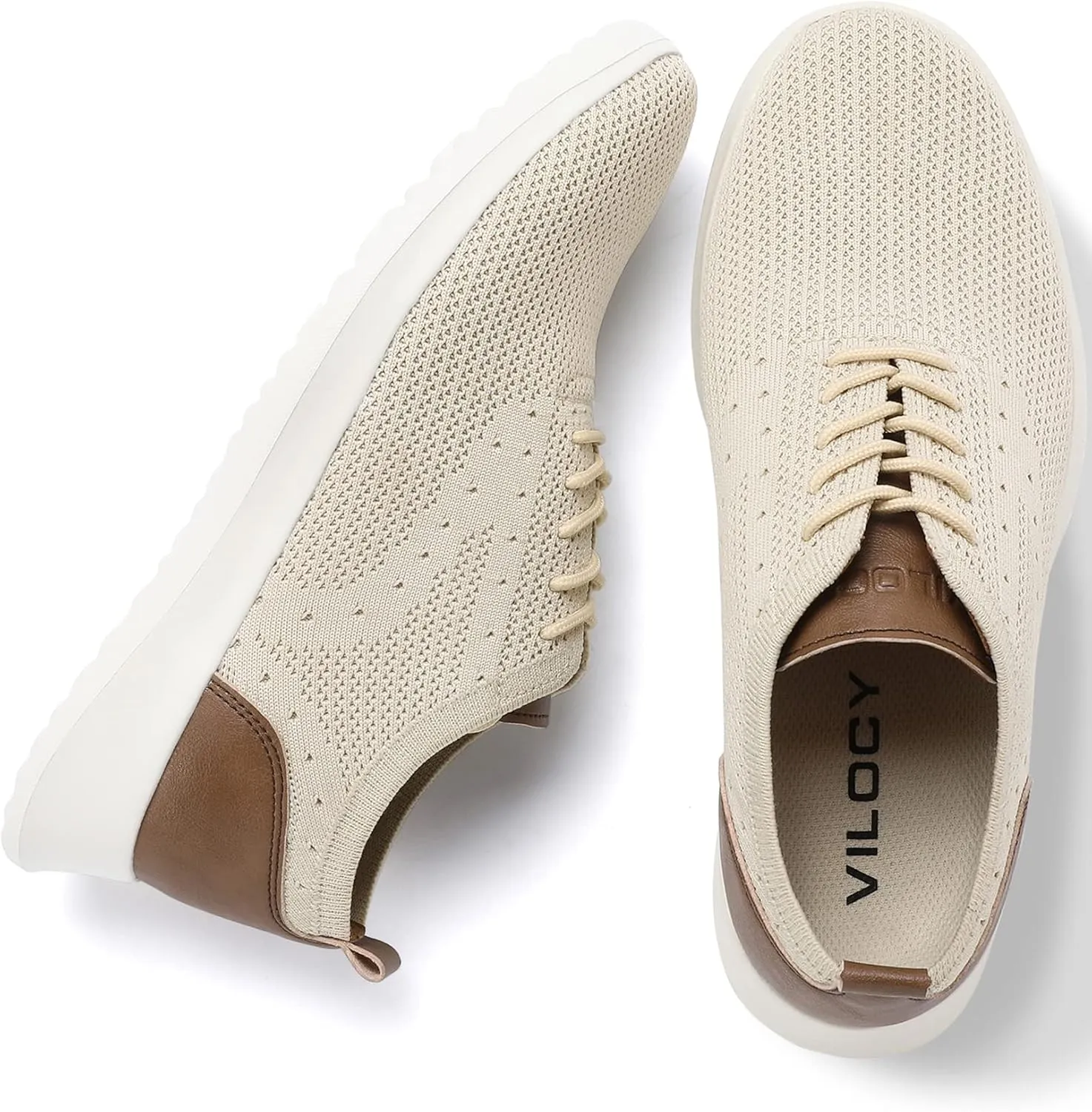 VILOCY Men's Casual Dress Oxfords Shoes Knit Lightweight Breathable Fashion Sneaker