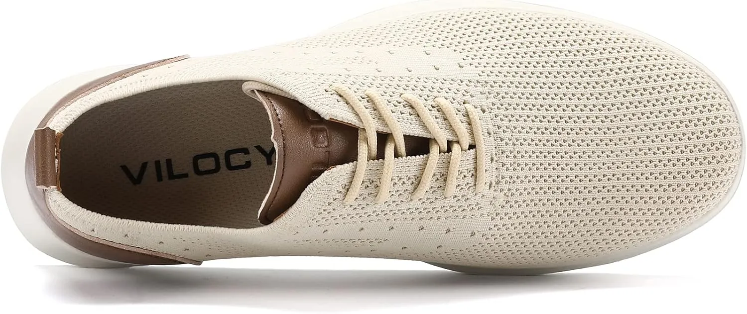 VILOCY Men's Casual Dress Oxfords Shoes Knit Lightweight Breathable Fashion Sneaker