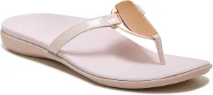 Vionic Women's Mirage Raysa Leather Slip On Sandal- Supportive Ladies Slip on Sandals That Include Three-Zone Comfort with Orthotic Insole Arch Support, Peony 6 Wide