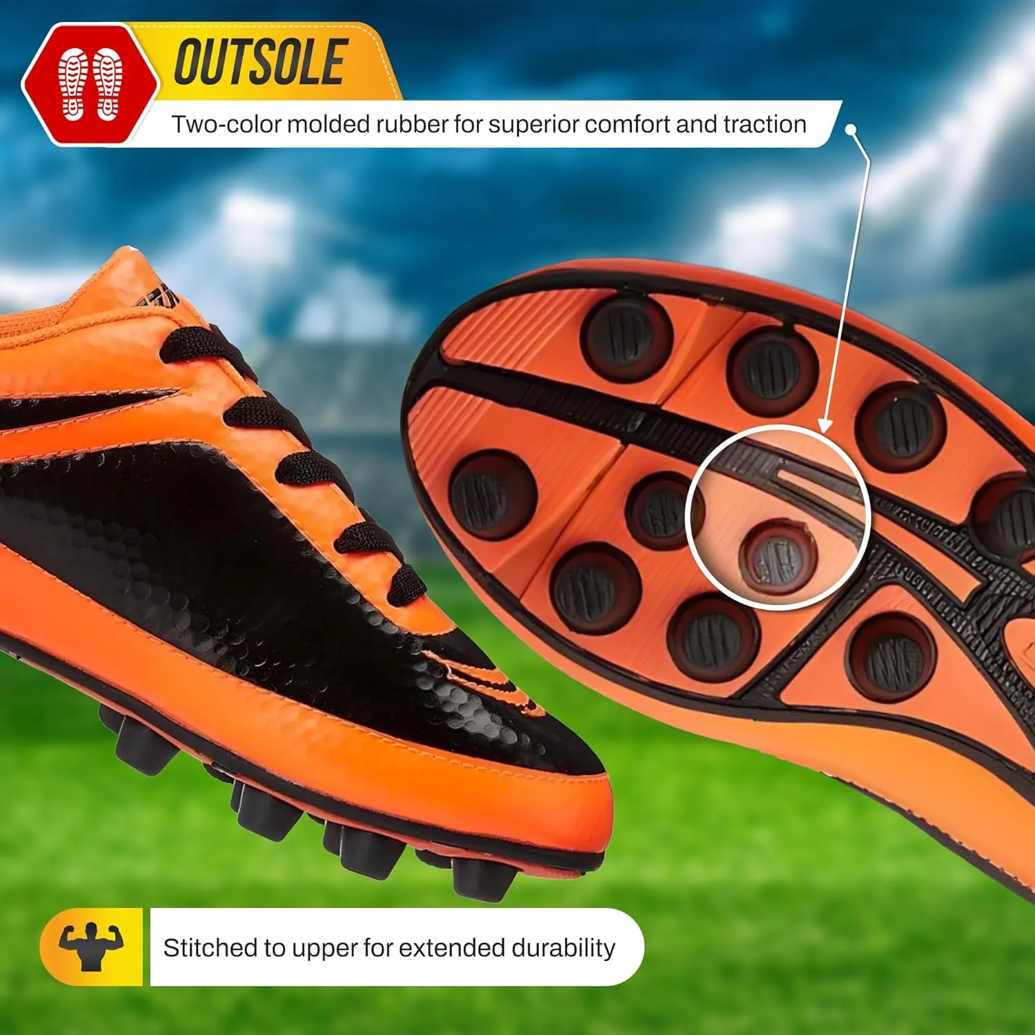Vizari Infinity Firm Ground Boys Soccer Cleats | Durable Kids Soccer Shoes with Non-Slip Rubber Sole | Comfortable Boys & Girls Football Cleats for Outdoor Play