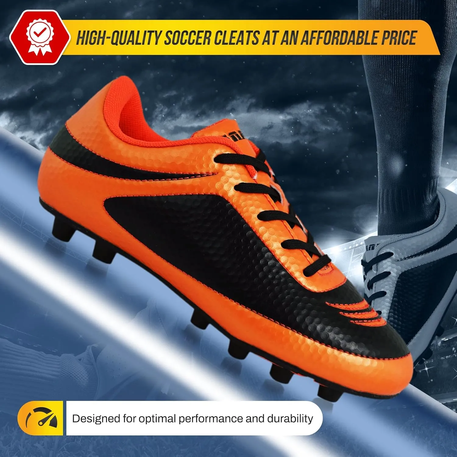 Vizari Infinity Firm Ground Boys Soccer Cleats | Durable Kids Soccer Shoes with Non-Slip Rubber Sole | Comfortable Boys & Girls Football Cleats for Outdoor Play