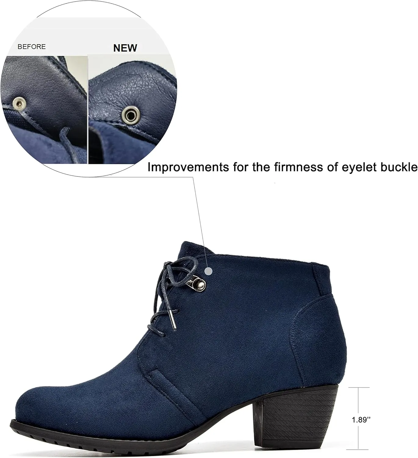 VJH confort Women's Ankle Boots,Lace-up Round Toe Comfortable Low Heel Dress Booties with Side Zipper