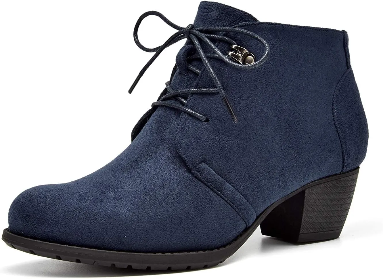 VJH confort Women's Ankle Boots,Lace-up Round Toe Comfortable Low Heel Dress Booties with Side Zipper