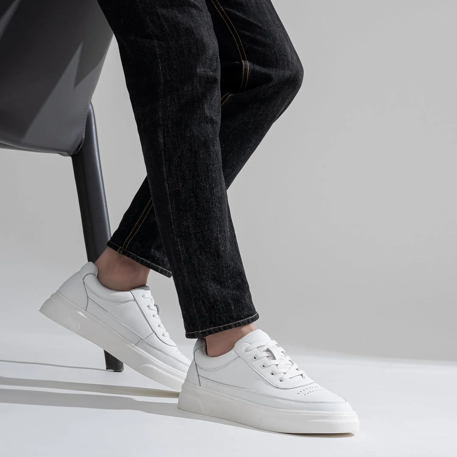 Vostey Men's Fashion Sneakers Leather White Shoes for Men Comfortable Mens Casual Shoes