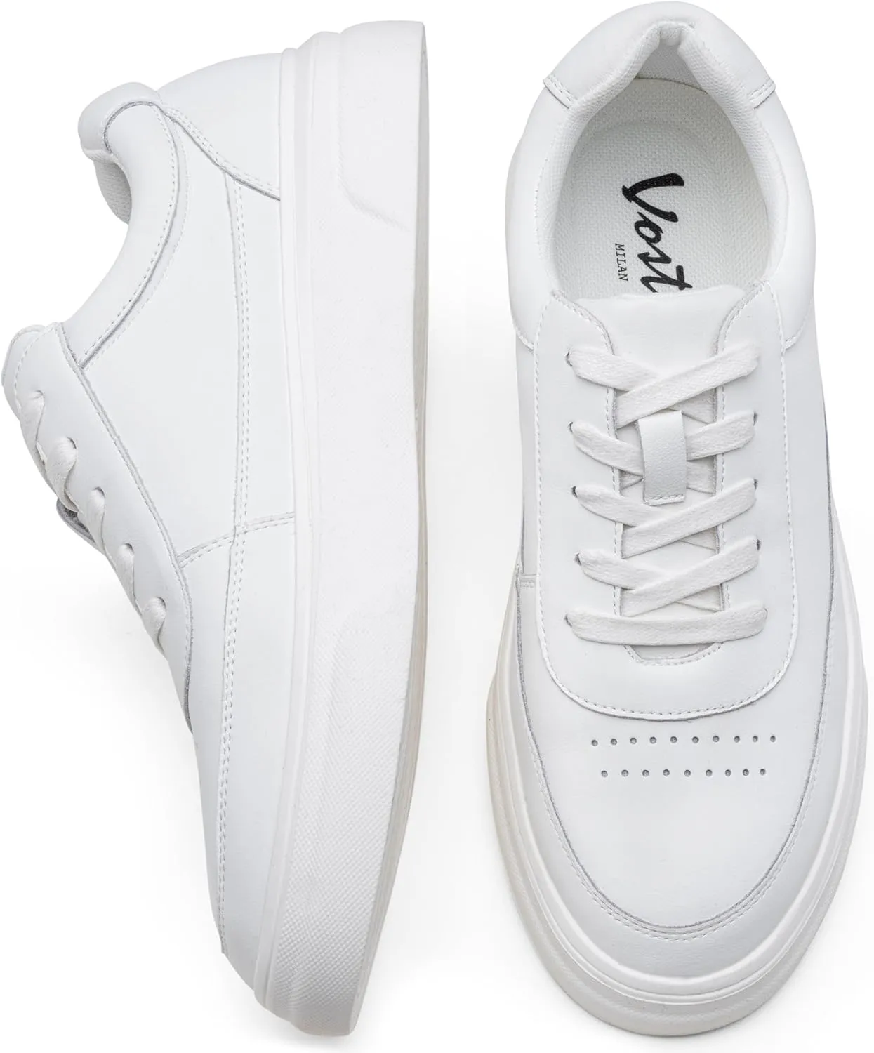 Vostey Men's Fashion Sneakers Leather White Shoes for Men Comfortable Mens Casual Shoes