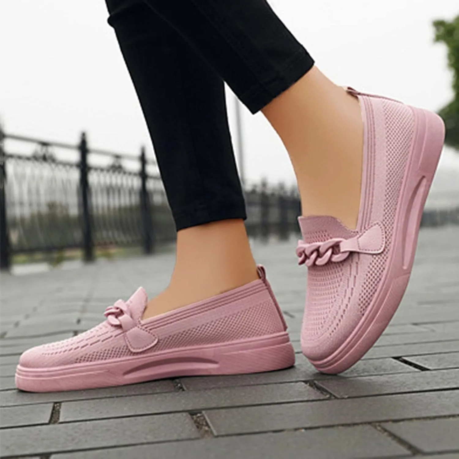 Walking Shoes for Women Flat Loafers Knitted Mesh Breathable Lightweight Walking Loafers Soft Sneakers Sole Casual Daily Shoes