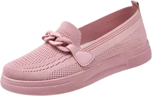 Walking Shoes for Women Flat Loafers Knitted Mesh Breathable Lightweight Walking Loafers Soft Sneakers Sole Casual Daily Shoes