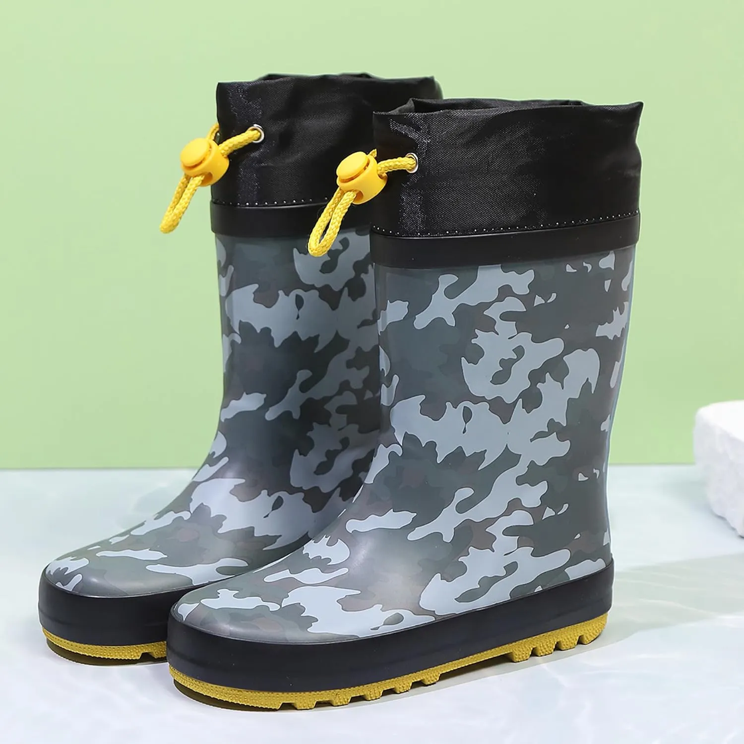 Waterproof Rain Boots for Toddler and Kids - Boys Girls Rubber Rain Boots with Easy on Handles for Outdoor Playing