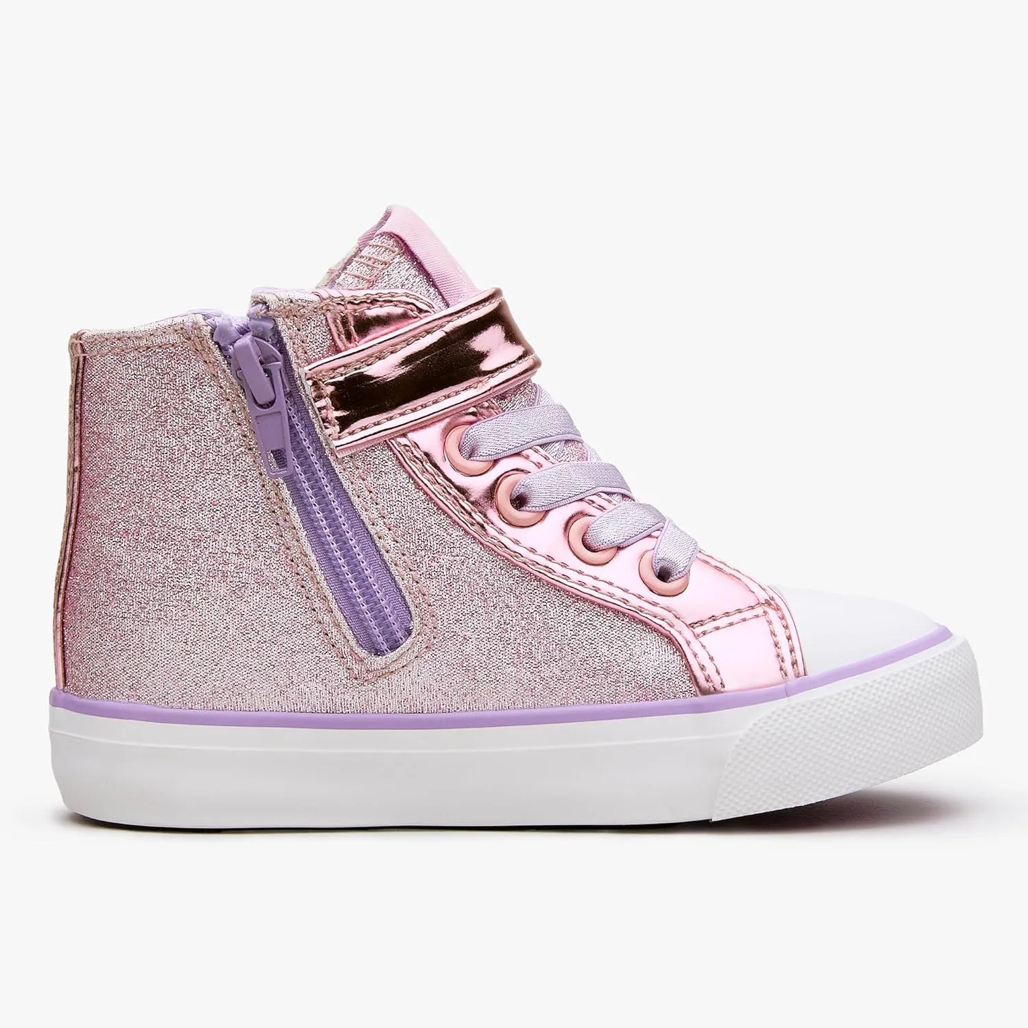 Weestep Girls‘ Glitter High-Top Easy-On Canvas Shoes - Fahion Casual Sneakers for Toddler and Litte Kid