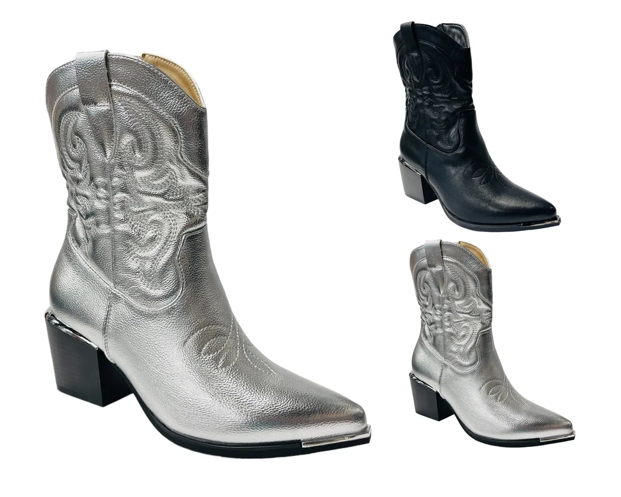 Western Cowboy Embroidered Ankle Boots
