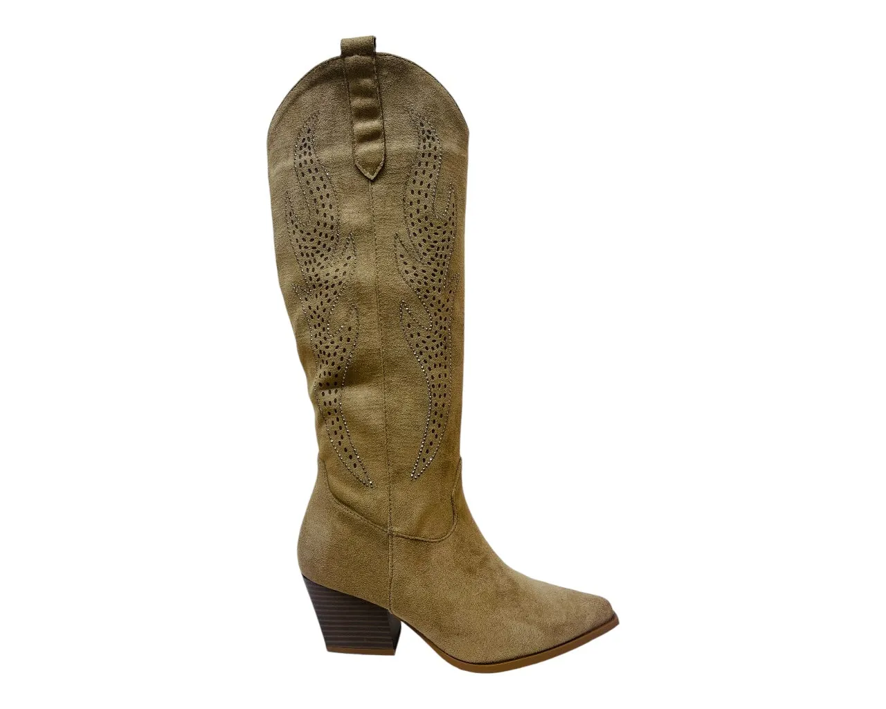 Western Cowboy Faux Suede Knee High Boots