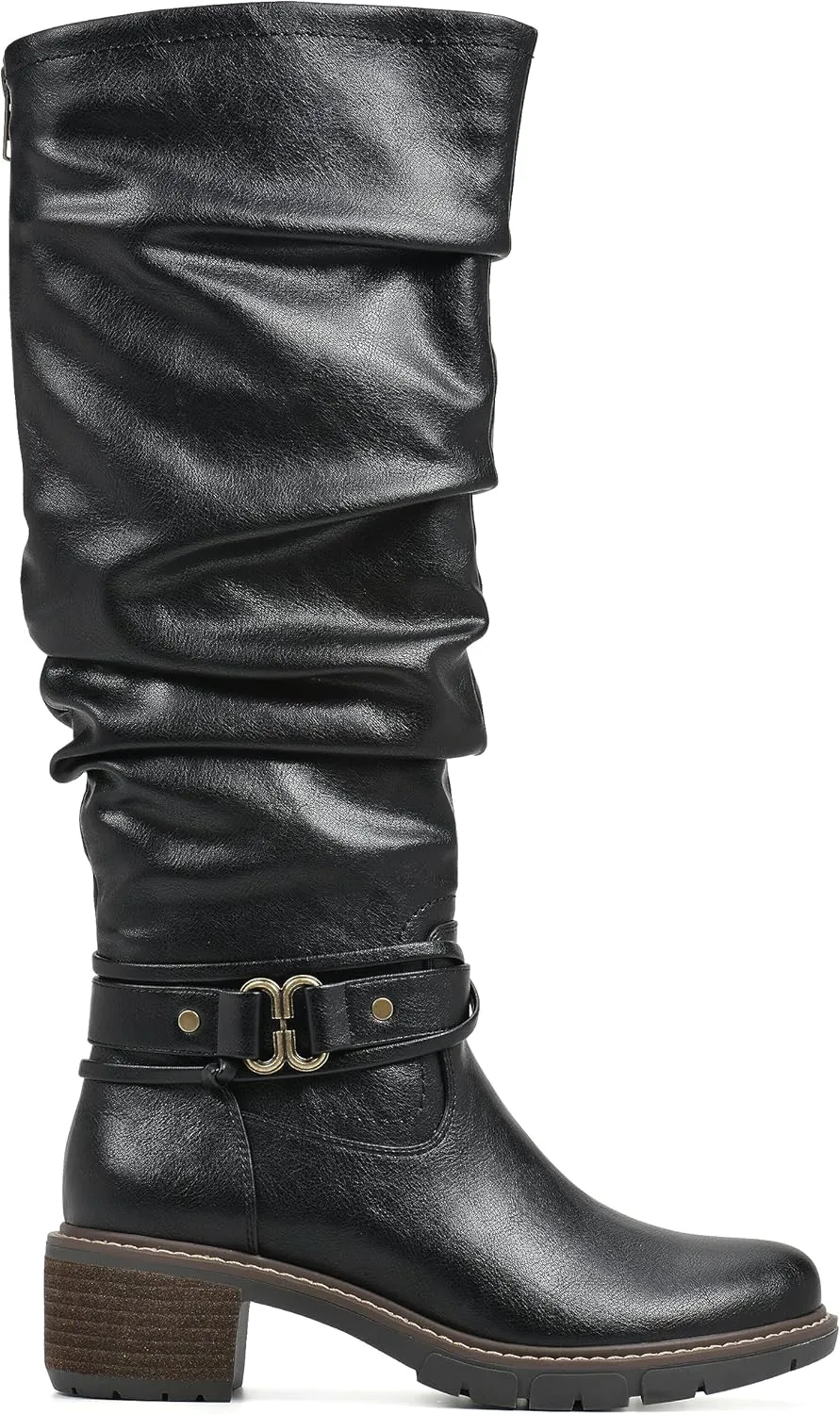 WHITE MOUNTAIN Women's Shoes Crammers Stack-Heeled Tall Boot