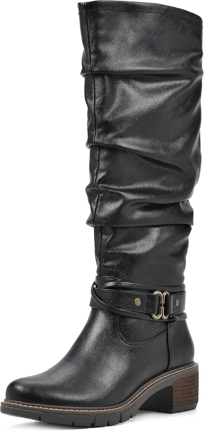 WHITE MOUNTAIN Women's Shoes Crammers Stack-Heeled Tall Boot