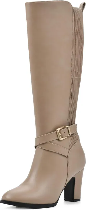 WHITE MOUNTAIN Women's Teals Block Heeled Dress Tailored Tall Shaft Boot