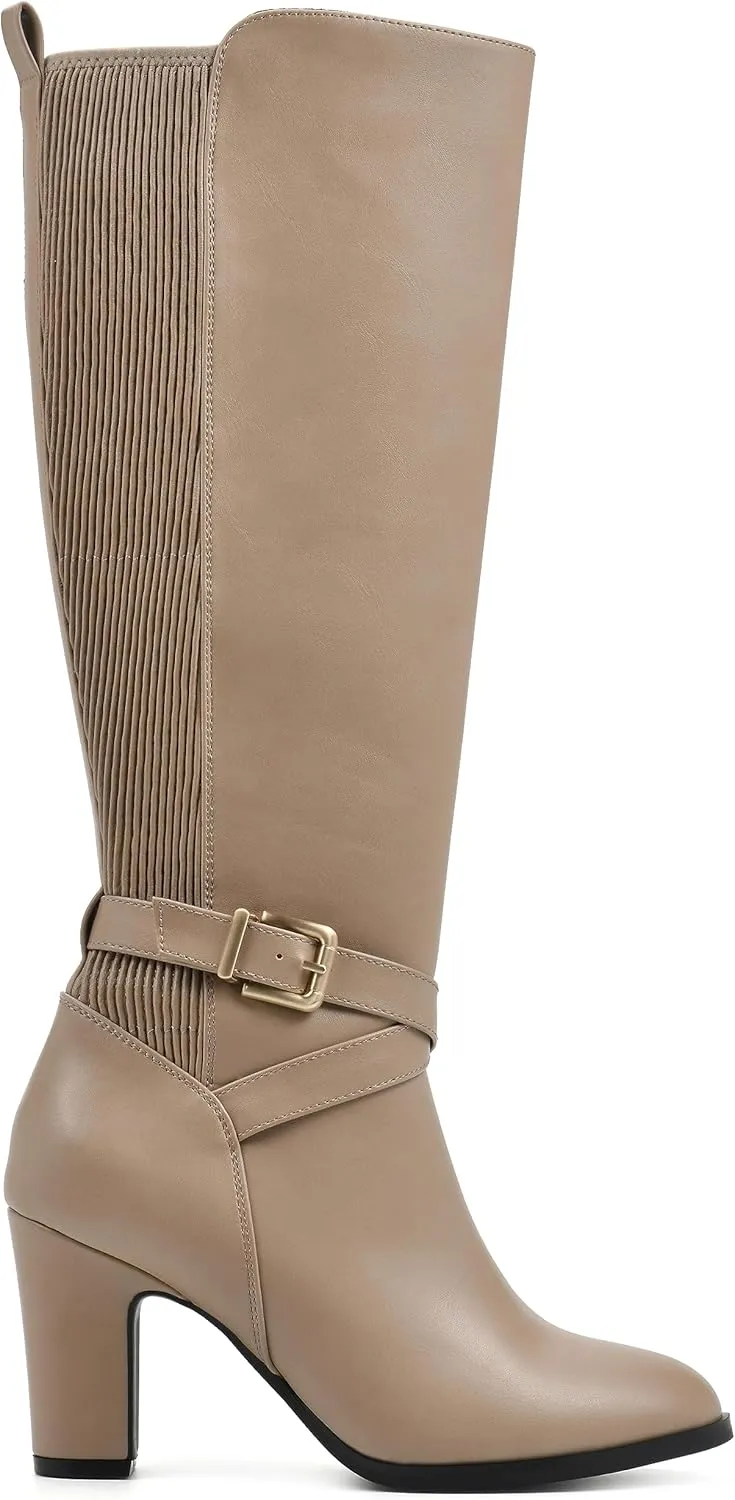 WHITE MOUNTAIN Women's Teals Block Heeled Dress Tailored Tall Shaft Boot