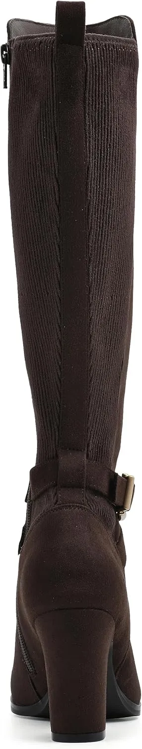 WHITE MOUNTAIN Women's Teals Block Heeled Dress Tailored Tall Shaft Boot