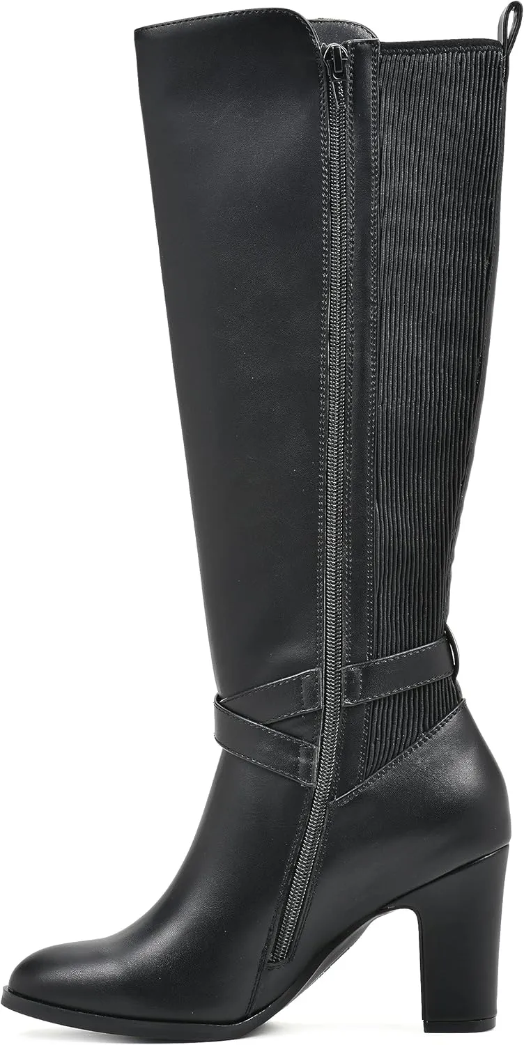 WHITE MOUNTAIN Women's Teals Block Heeled Dress Tailored Tall Shaft Boot