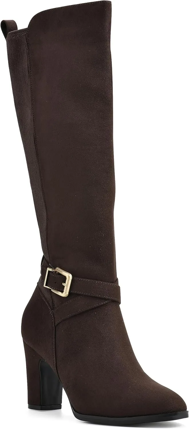 WHITE MOUNTAIN Women's Teals Block Heeled Dress Tailored Tall Shaft Boot