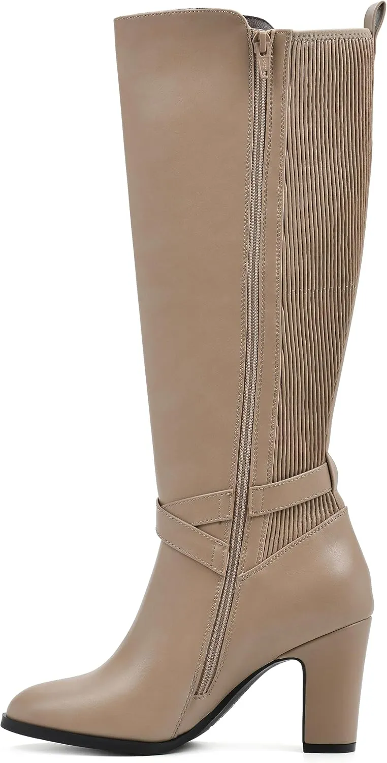 WHITE MOUNTAIN Women's Teals Block Heeled Dress Tailored Tall Shaft Boot