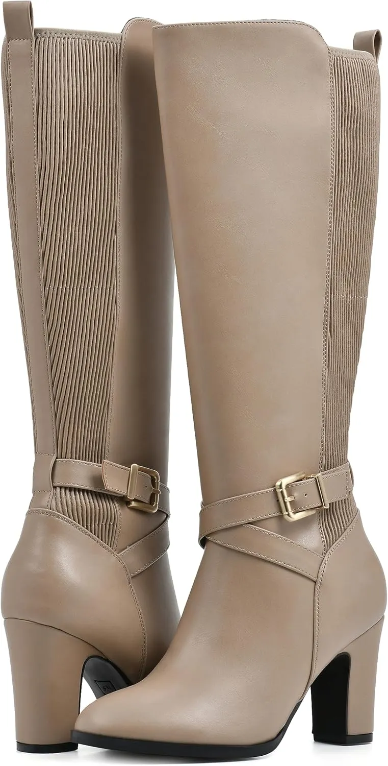 WHITE MOUNTAIN Women's Teals Block Heeled Dress Tailored Tall Shaft Boot