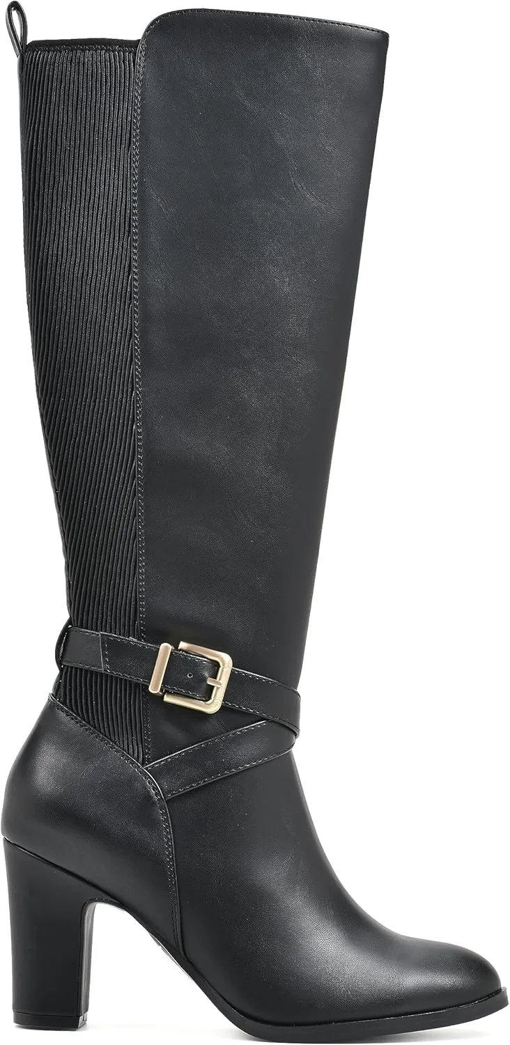 WHITE MOUNTAIN Women's Teals Block Heeled Dress Tailored Tall Shaft Boot