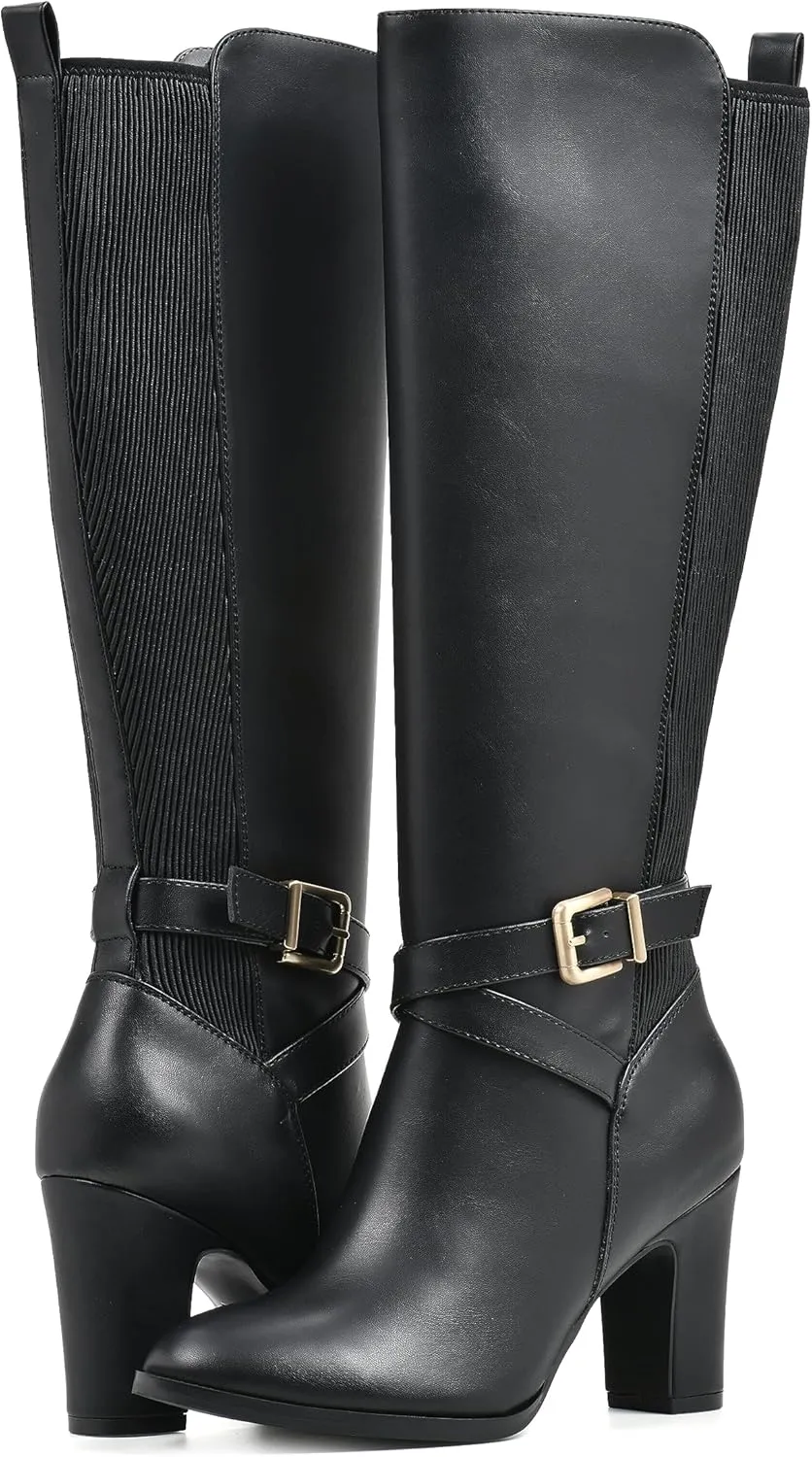 WHITE MOUNTAIN Women's Teals Block Heeled Dress Tailored Tall Shaft Boot