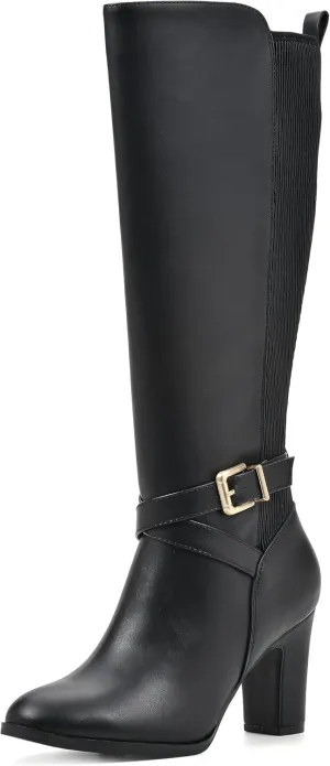 WHITE MOUNTAIN Women's Teals Block Heeled Dress Tailored Tall Shaft Boot