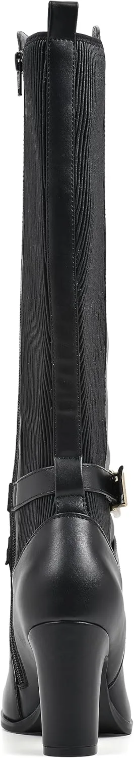 WHITE MOUNTAIN Women's Teals Block Heeled Dress Tailored Tall Shaft Boot