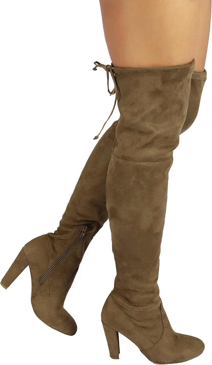 Wild Diva Women's Over The Knee Boot - Sexy Over The Knee High Pullon Boot - Trendy Low Block Heel Shoe - Comfortable - Wide Calf & Regular FIT
